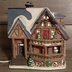 Santas Workbench Christmas Village Silver Birches Lodge Tested No Box 2003